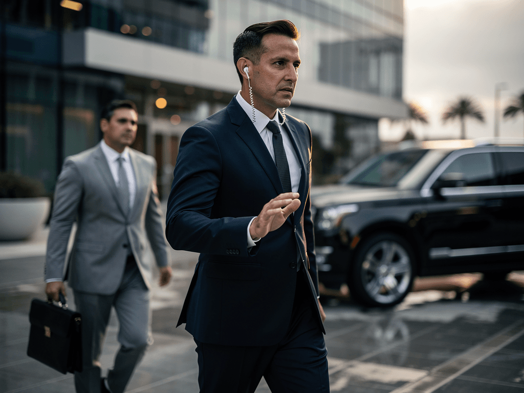 1 Cerberus close protection officer escorting a private client